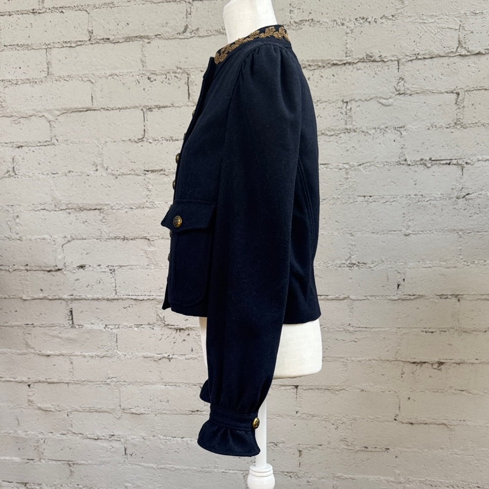 Free People Wool Regan Puff Sleeve Military Jacket Blazer Size S - Picture 4 of 14